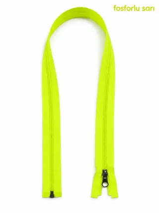 Plastik Mont ve Ceket Fermuarı 80 cm – Başlıklı - Fosforlu Sarı görsel 1