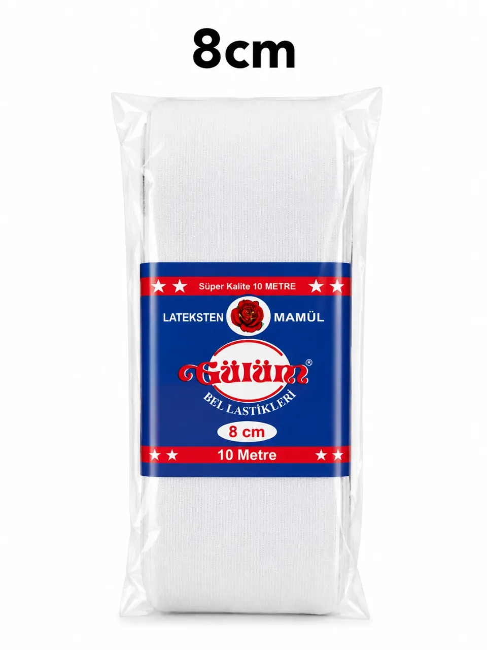 8 cm Paket Lastiği Beyaz – Esnek Dokuma Lastik 10 Metre