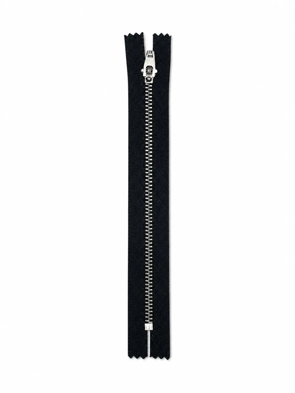 Kot Fermuarı 18 cm – Dayanıklı Metal Dişli Jean ve Pantolon Fermuarı - Gümüş Dişli Siyah
