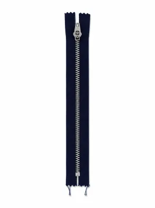 Kot Fermuarı 18 cm – Dayanıklı Metal Dişli Jean ve Pantolon Fermuarı - Gümüş Dişli Lacivert görsel 1