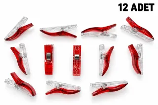 12'li Ölçü Mandalı Kırmızı 5,5 cm – Dikiş ve Terzi Ölçü Mandalı görsel 1