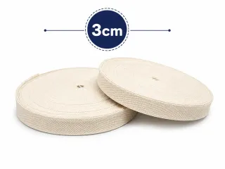 3 cm Ham Pamuk Kolon – Doğal Dokuma Pamuk Kolon Şerit - 1 Metre görsel 1