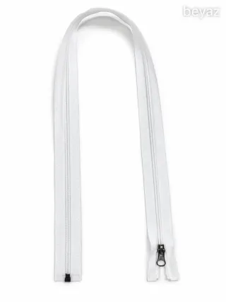 Plastik Mont ve Ceket Fermuarı 80 cm – Başlıklı - Beyaz görsel 1
