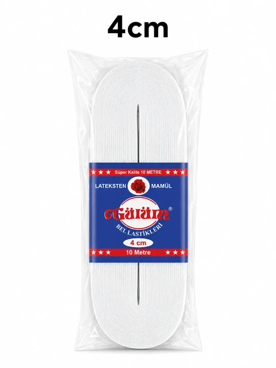 4 cm Paket Lastiği Beyaz – Esnek Dokuma Lastik 10 Metre