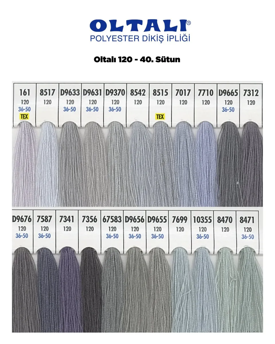 120 Numara Polyester Dikiş İpliği – 40 Sütun Kartela Renkleri 22 Renk