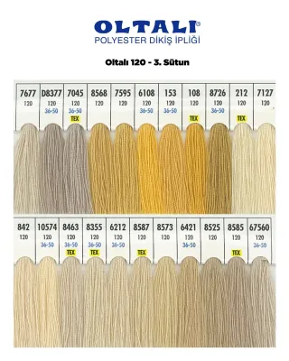 120 Numara Polyester Dikiş İpliği – 3. Sütun Kartela Renkleri 22 Renk görsel 1
