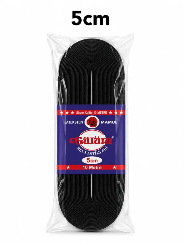 5 cm Paket Lastiği Siyah – Esnek Dokuma Lastik 10 Metre