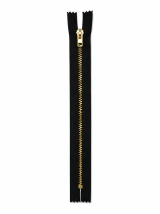 Kot Fermuarı 18 cm – Dayanıklı Metal Dişli Jean ve Pantolon Fermuarı - Gold Dişli Siyah görsel 1