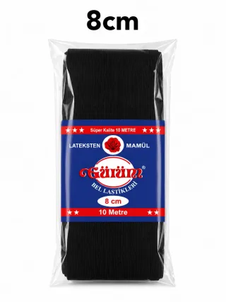 8 cm Paket Lastiği Siyah – Esnek Dokuma Lastik 10 Metre görsel 1