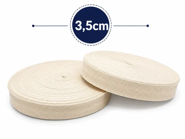 3,5 cm Ham Pamuk Kolon – Doğal Dokuma Pamuk Kolon Şerit - 1 Metre