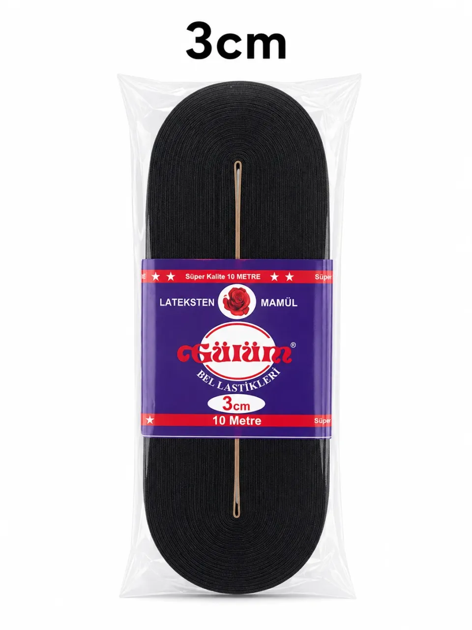 3 cm Paket Lastiği Siyah – Esnek Dokuma Lastik 10 Metre