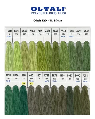 120 Numara Polyester Dikiş İpliği – 31. Sütun Kartela Renkleri 22 Renk görsel 1