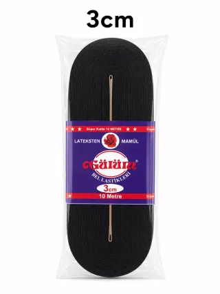 3 cm Paket Lastiği Siyah – Esnek Dokuma Lastik 10 Metre görsel 1
