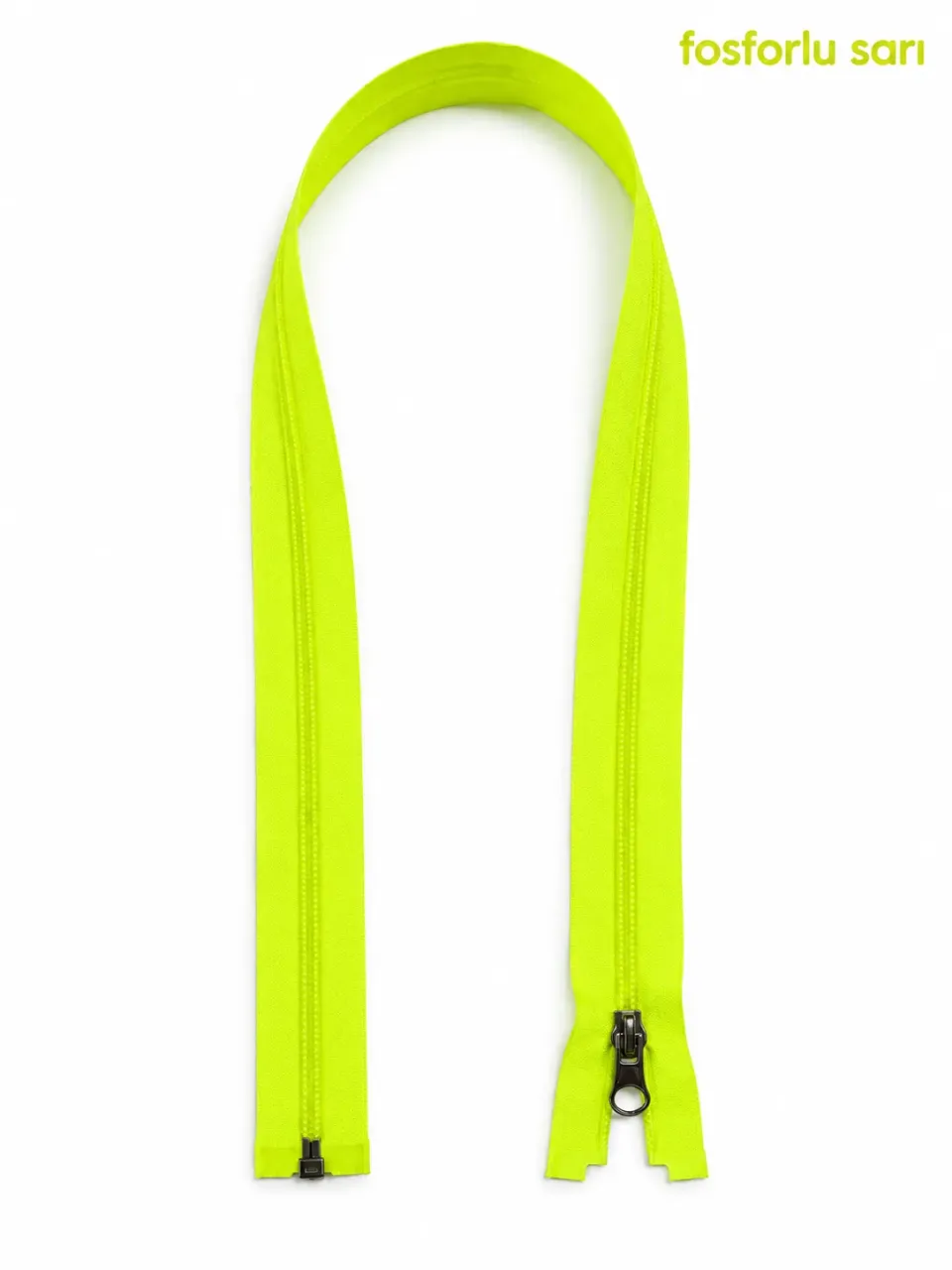 Plastik Mont ve Ceket Fermuarı 80 cm – Başlıklı - Fosforlu Sarı