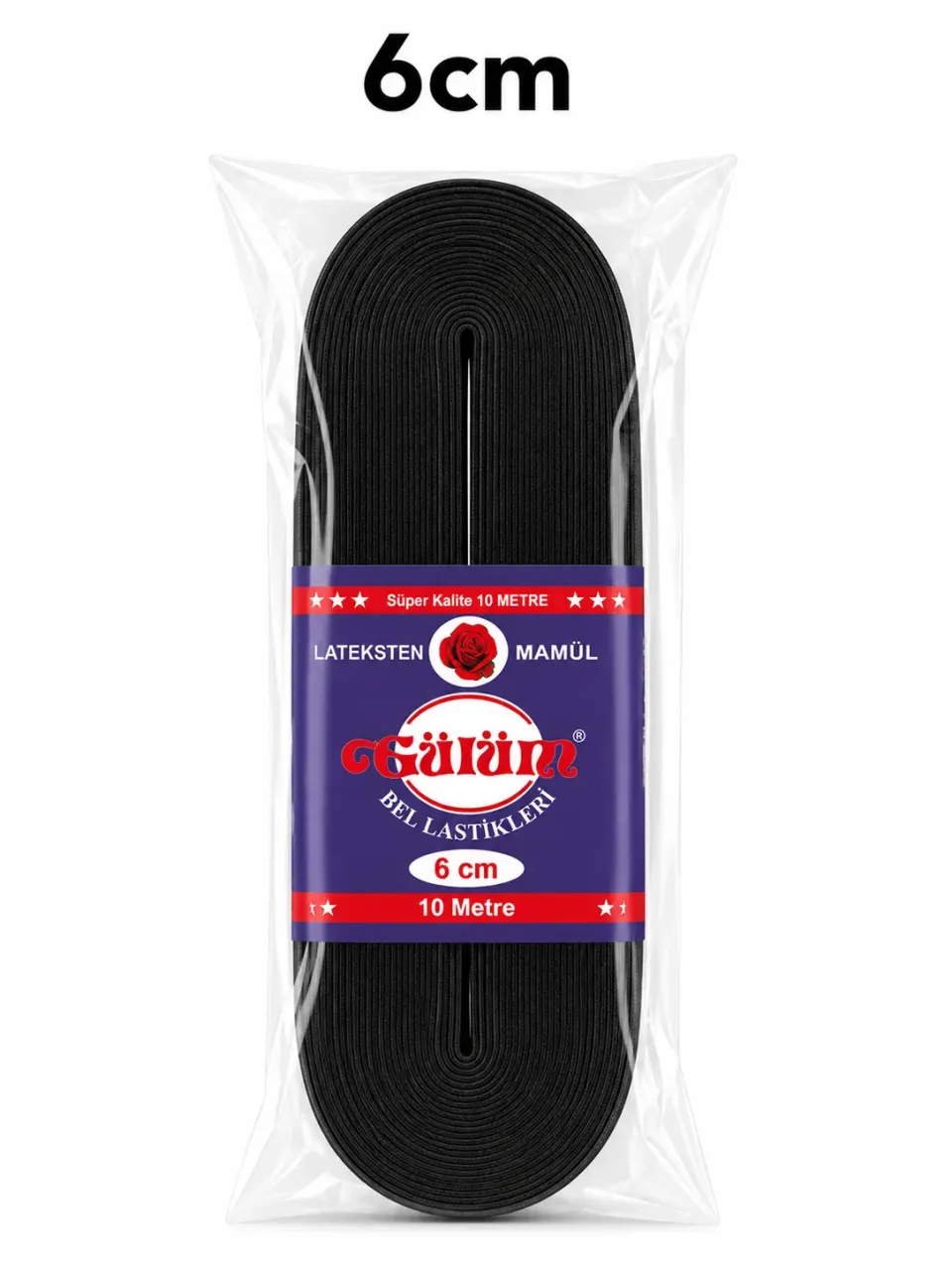 6 cm Paket Lastiği Siyah – Esnek Dokuma Lastik 10 Metre