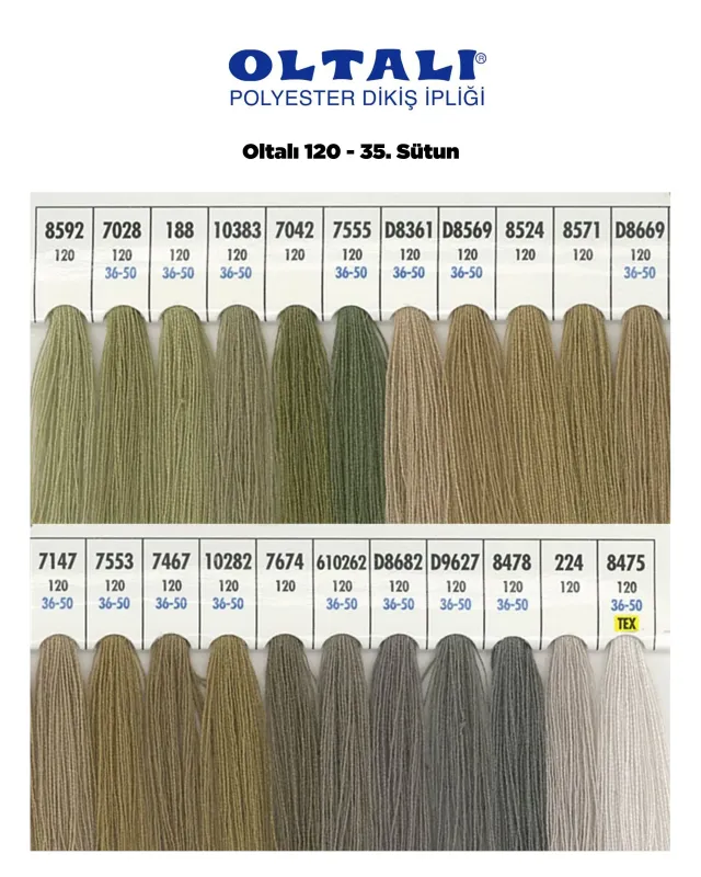 120 Numara Polyester Dikiş İpliği – 35. Sütun Kartela Renkleri 22 Renk