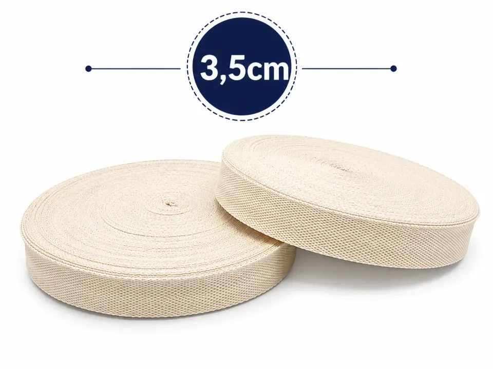 3,5 cm Ham Pamuk Kolon – Doğal Dokuma Pamuk Kolon Şerit - 1 Metre