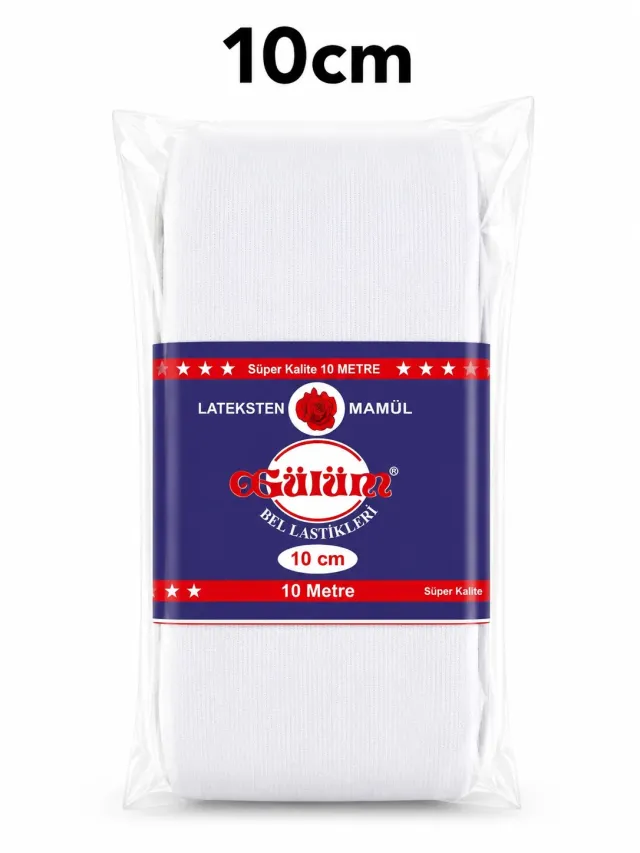 10 cm Paket Lastiği Beyaz – Esnek Dokuma Lastik 10 Metre