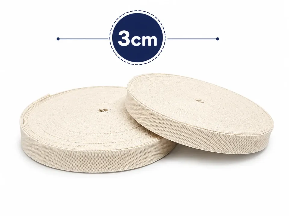 3 cm Ham Pamuk Kolon – Doğal Dokuma Pamuk Kolon Şerit - 1 Metre
