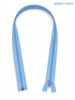 Plastik Mont ve Ceket Fermuarı 80 cm – Başlıklı - Bebe Mavi görsel 1