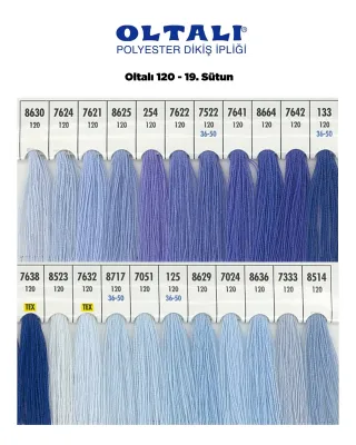 120 Numara Polyester Dikiş İpliği – 19. Sütun Kartela Renkleri 22 Renk görsel 1