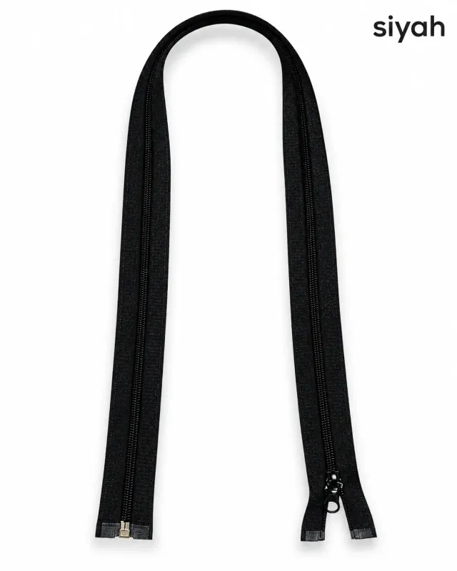Plastik Mont ve Ceket Fermuarı 80 cm – Başlıklı - Siyah