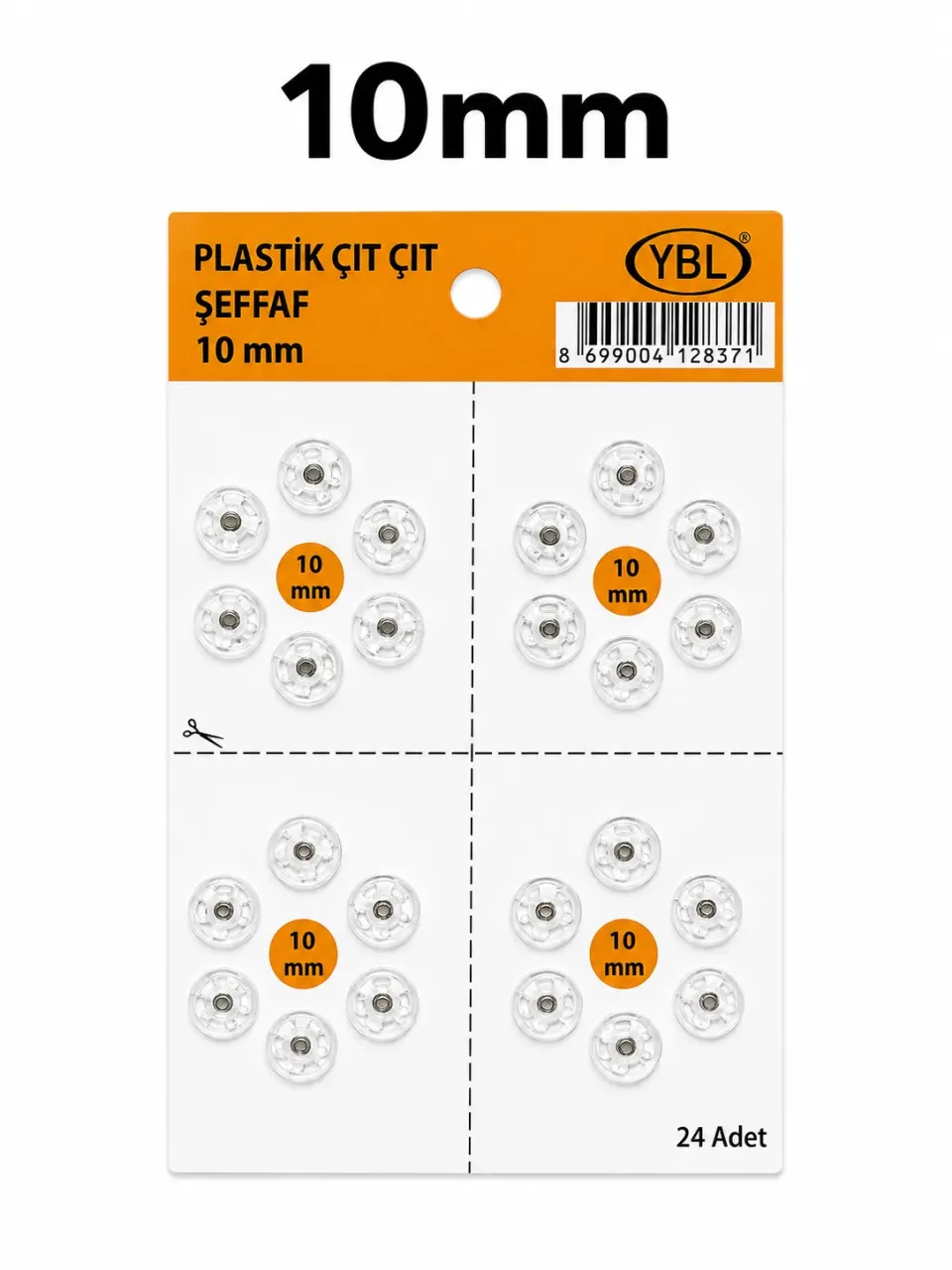 10 mm Plastik Şeffaf Çıtçıt – Görünmez Dikme Çıtçıt