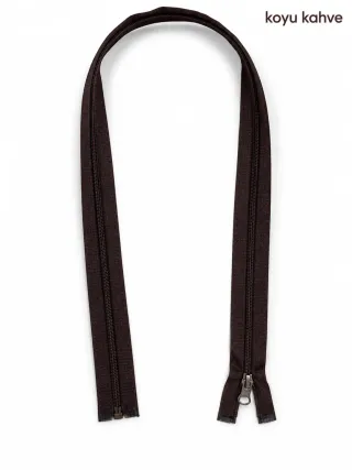 Plastik Mont ve Ceket Fermuarı 80 cm – Başlıklı - Koyu Kahve görsel 1
