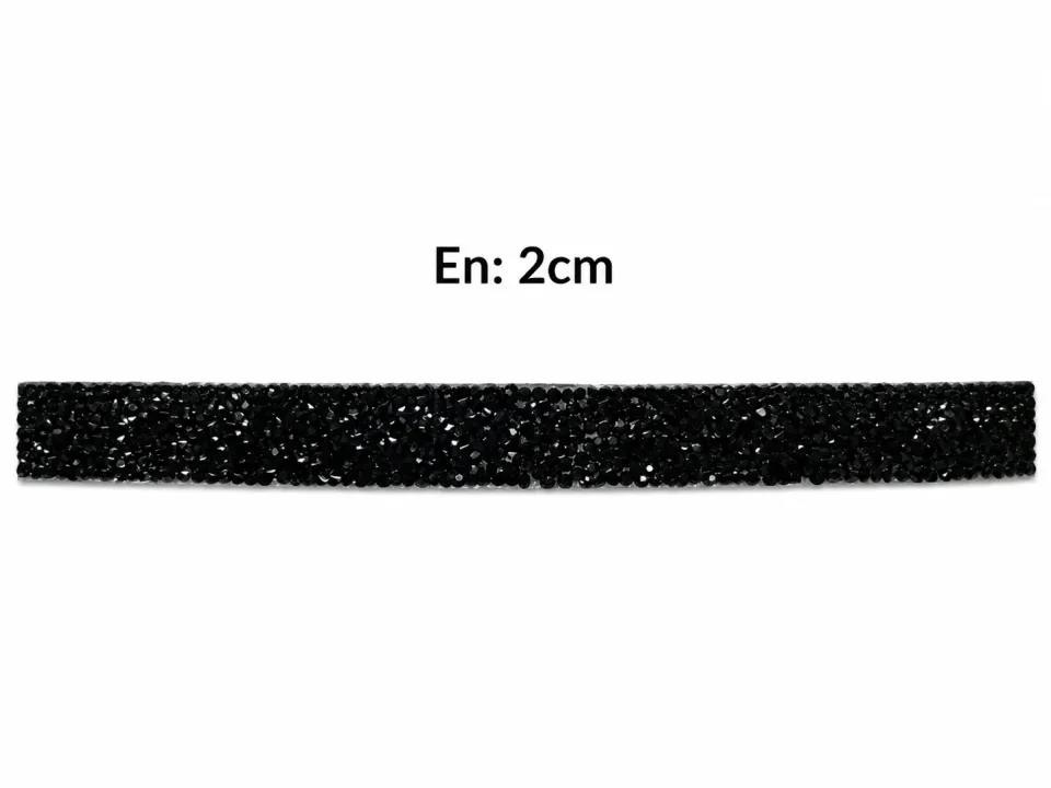 Taşlı Şerit Siyah 2 cm – 1 Metre Dekoratif Taş Şerit