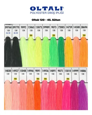 120 Numara Polyester Dikiş İpliği – 45 Sütun Kartela Renkleri 22 Renk görsel 1