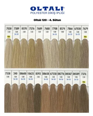 120 Numara Polyester Dikiş İpliği – 4. Sütun Kartela Renkleri 22 Renk görsel 1