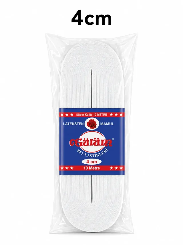 4 cm Paket Lastiği Beyaz – Esnek Dokuma Lastik 10 Metre