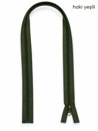 Plastik Mont ve Ceket Fermuarı 80 cm – Başlıklı - Haki Yeşili görsel 1