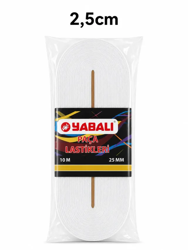 2,5 cm Paket Lastiği Beyaz – Esnek Dokuma Lastik 10 Metre