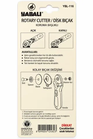 45 mm Disk Bıçaklı Kumaş Kesim Ruleti – Koruma Başlıklı görsel 3