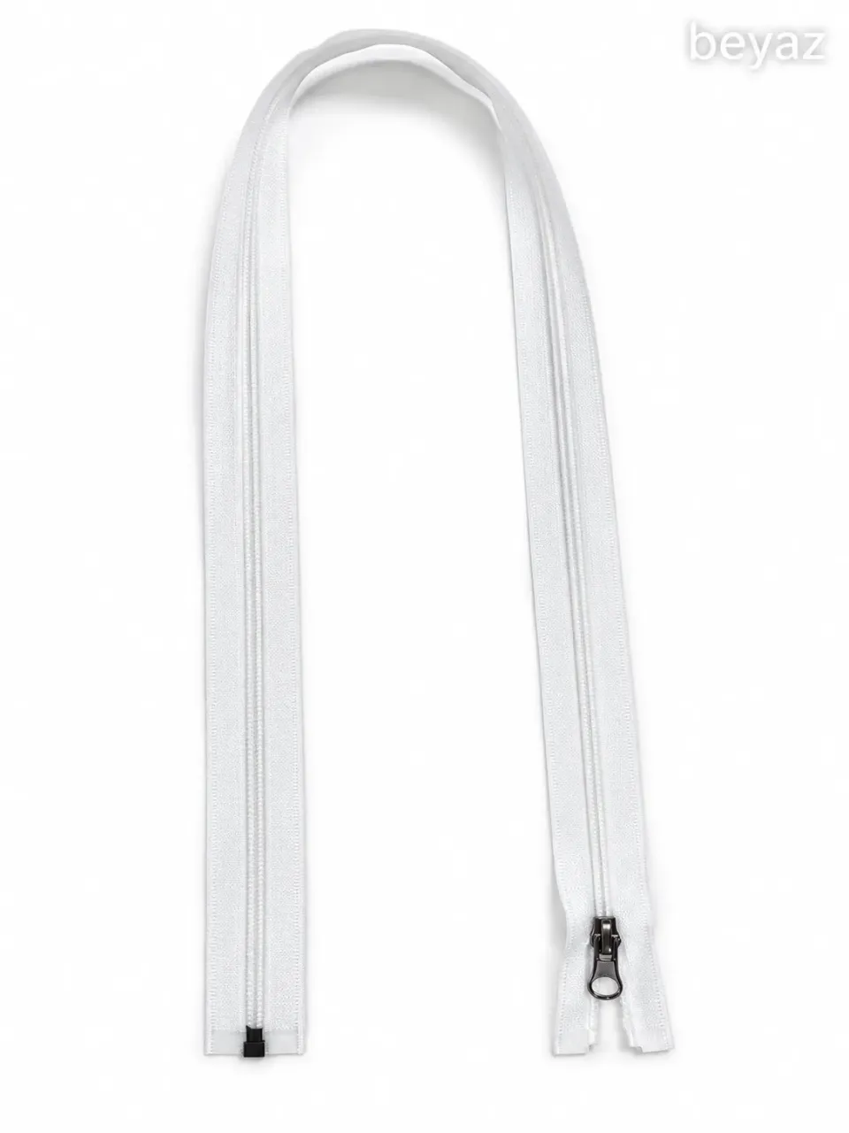 Plastik Mont ve Ceket Fermuarı 80 cm – Başlıklı - Beyaz