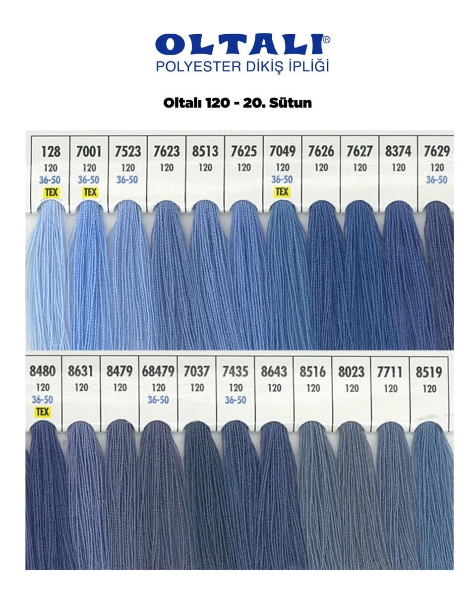 120 Numara Polyester Dikiş İpliği – 20. Sütun Kartela Renkleri 22 Renk