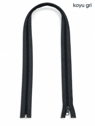 Plastik Mont ve Ceket Fermuarı 80 cm – Başlıklı - Koyu Gri görsel 1