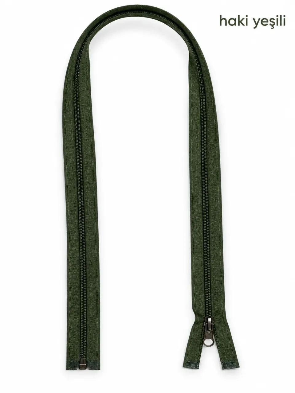 Plastik Mont ve Ceket Fermuarı 80 cm – Başlıklı - Haki Yeşili