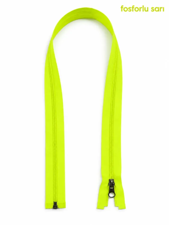 Plastik Mont ve Ceket Fermuarı 80 cm – Başlıklı - Fosforlu Sarı