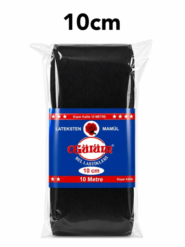 10 cm Paket Lastiği Siyah – Esnek Dokuma Lastik 10 Metre