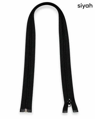 Plastik Mont ve Ceket Fermuarı 80 cm – Başlıklı - Siyah görsel 1