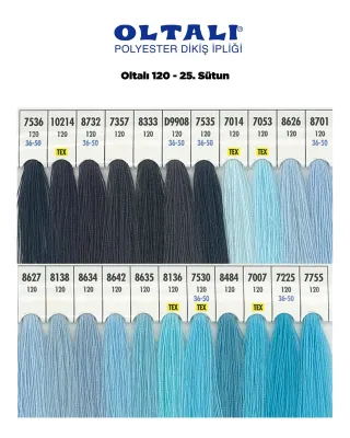 120 Numara Polyester Dikiş İpliği – 25. Sütun Kartela Renkleri 22 Renk görsel 1