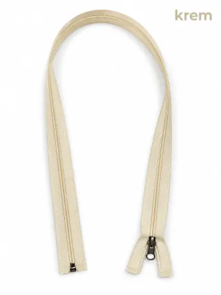 Plastik Mont ve Ceket Fermuarı 80 cm – Başlıklı - Krem görsel 1