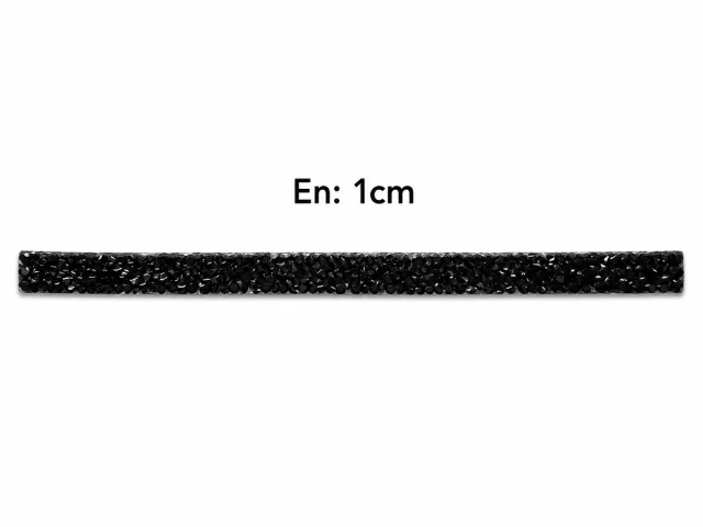 Taşlı Şerit Siyah 1 cm – 1 Metre Dekoratif Taş Şerit