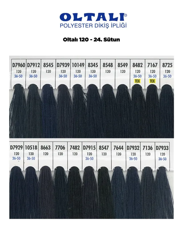 120 Numara Polyester Dikiş İpliği – 24. Sütun Kartela Renkleri 22 Renk