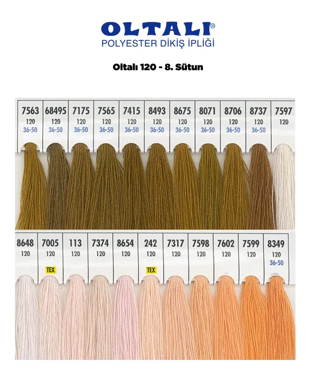 120 Numara Polyester Dikiş İpliği – 7. Sütun Kartela Renkleri 22 Renk
