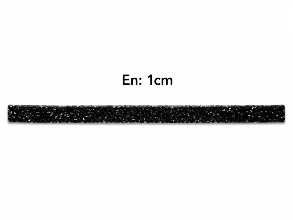 Taşlı Şerit Siyah 1 cm – 1 Metre Dekoratif Taş Şerit