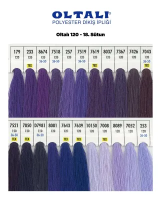 120 Numara Polyester Dikiş İpliği – 18. Sütun Kartela Renkleri 22 Renk görsel 1