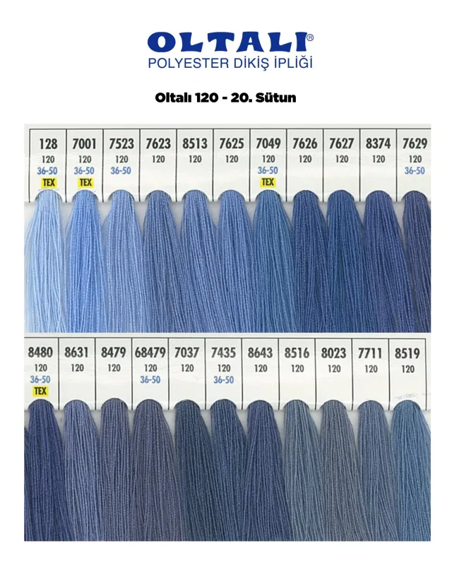 120 Numara Polyester Dikiş İpliği – 20. Sütun Kartela Renkleri 22 Renk